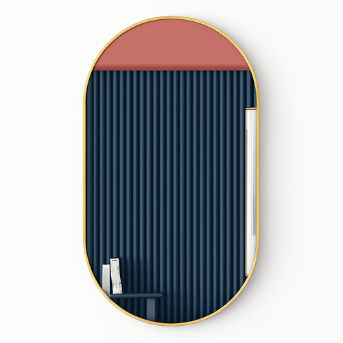 miroir ovale doré mural pour salle de bain et maquillage