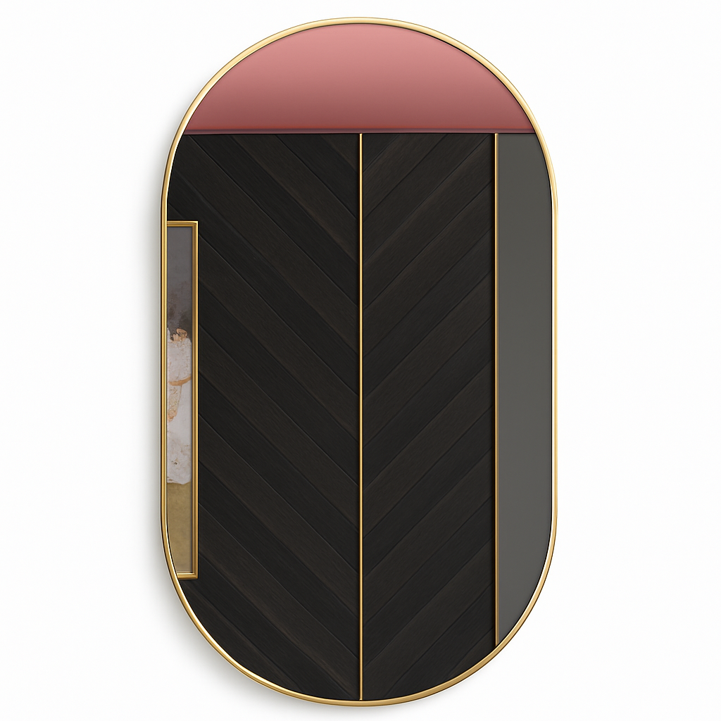 miroir ovale doré mural pour salle de bain et maquillage