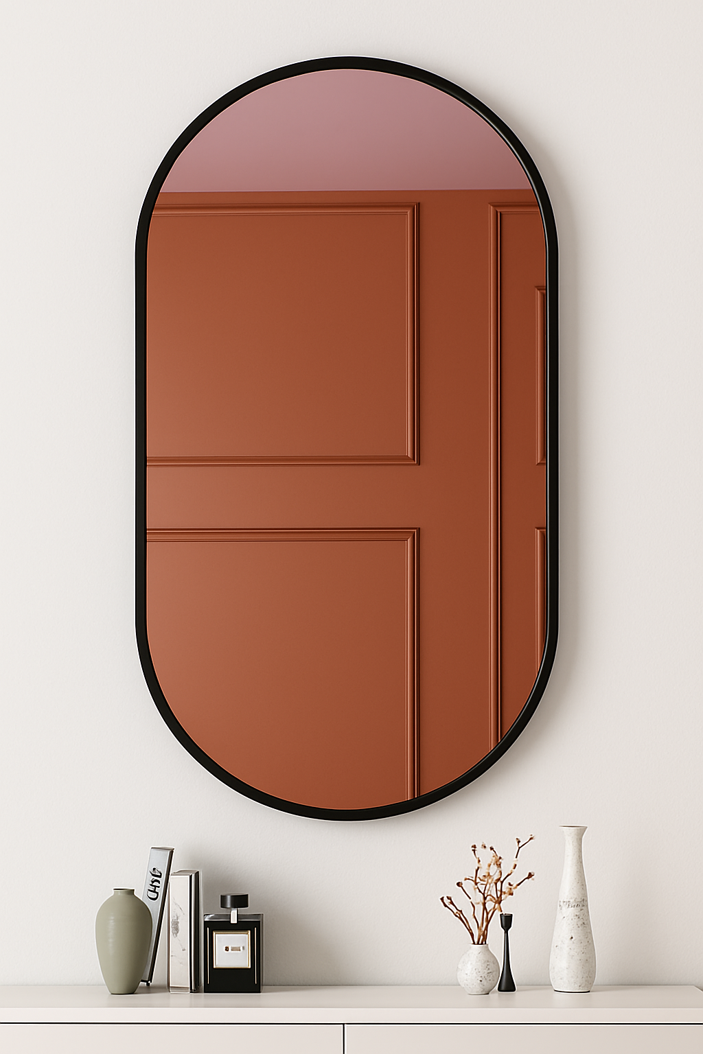miroir ovale doré mural pour salle de bain et maquillage - vue 6 sur 13