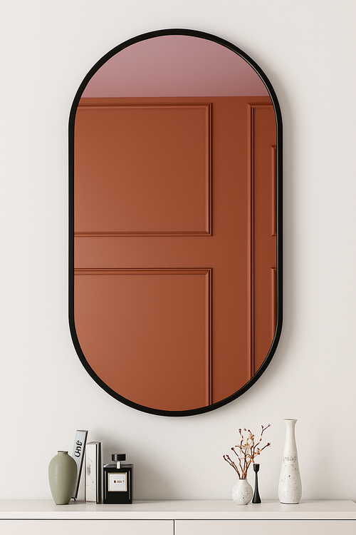 miroir ovale doré mural pour salle de bain et maquillage