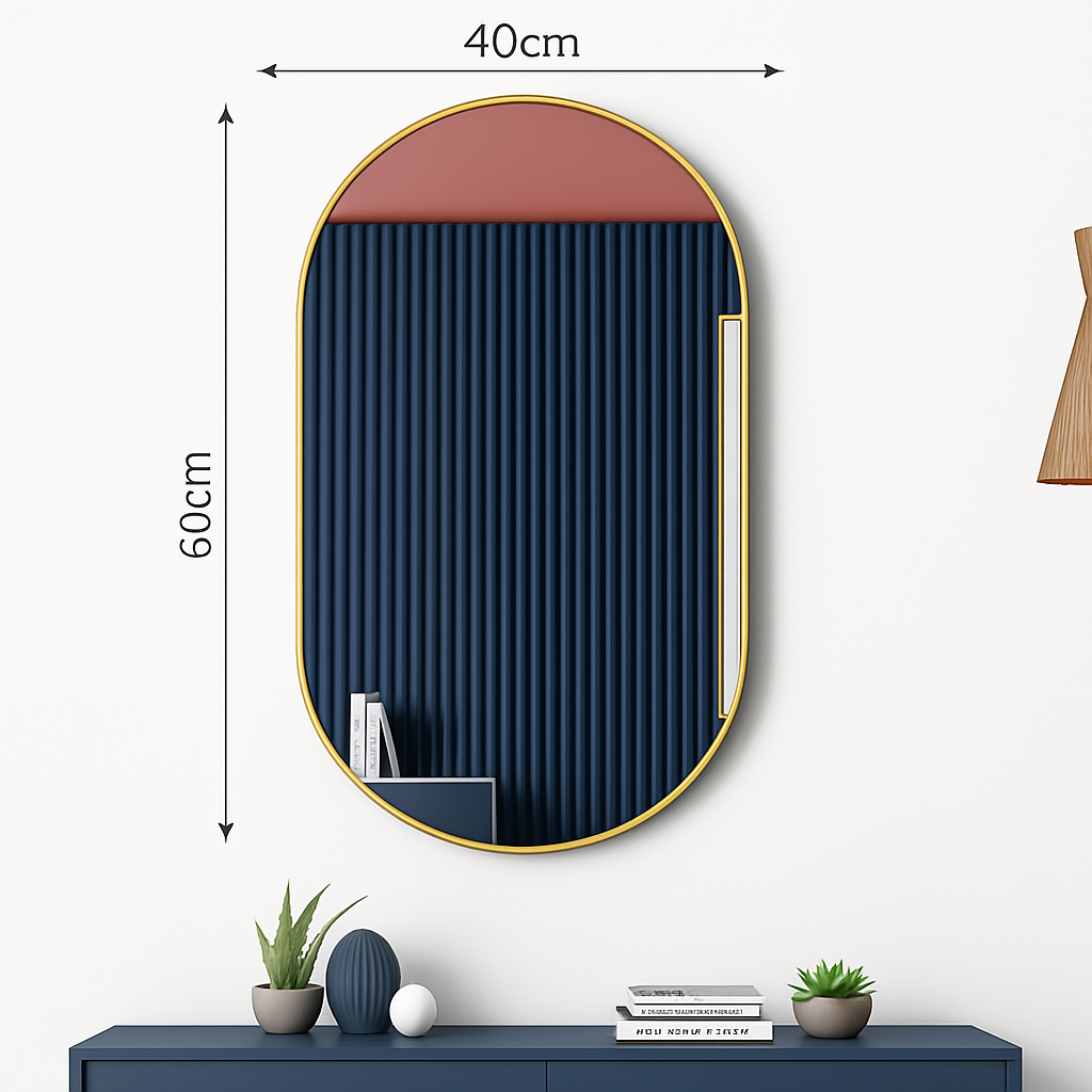 miroir ovale doré mural pour salle de bain et maquillage - vue 7 sur 13