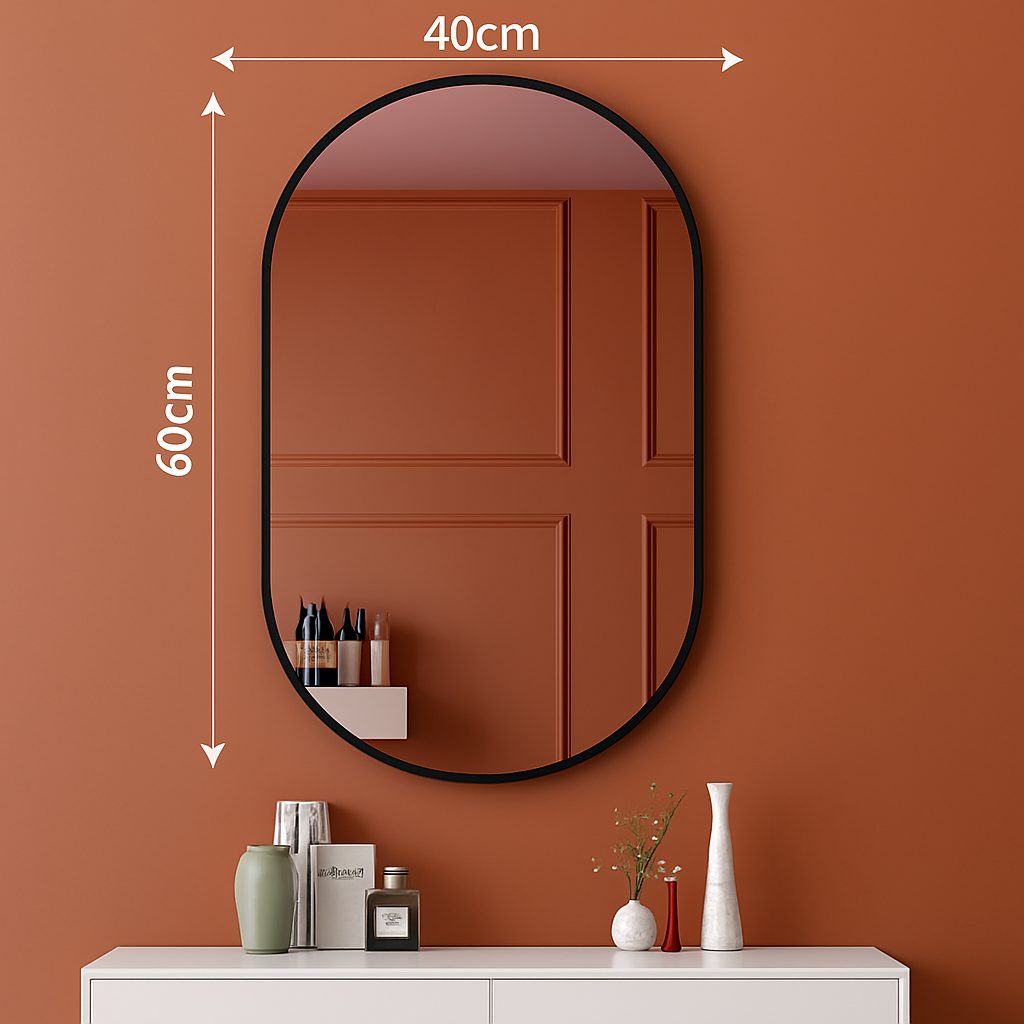 miroir ovale doré mural pour salle de bain et maquillage - vue 8 sur 13