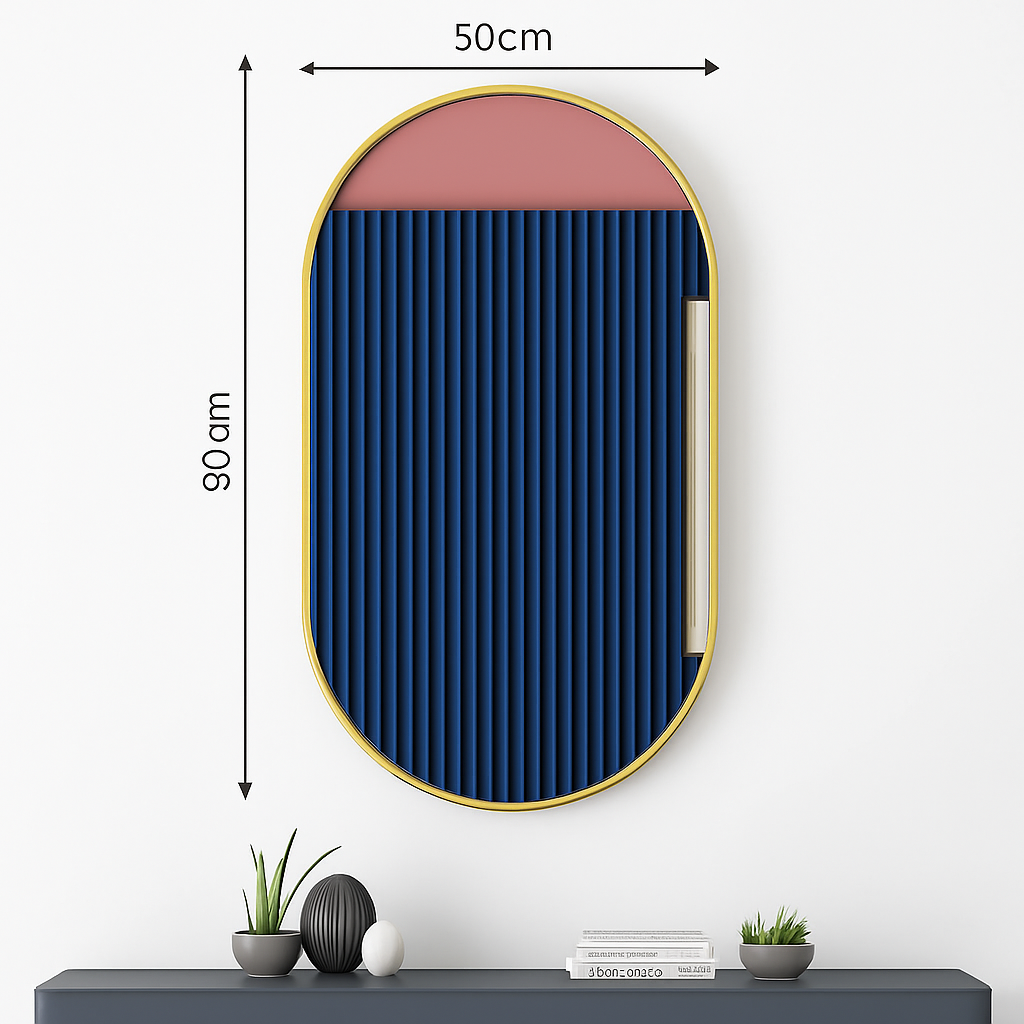 miroir ovale doré mural pour salle de bain et maquillage - vue 9 sur 13