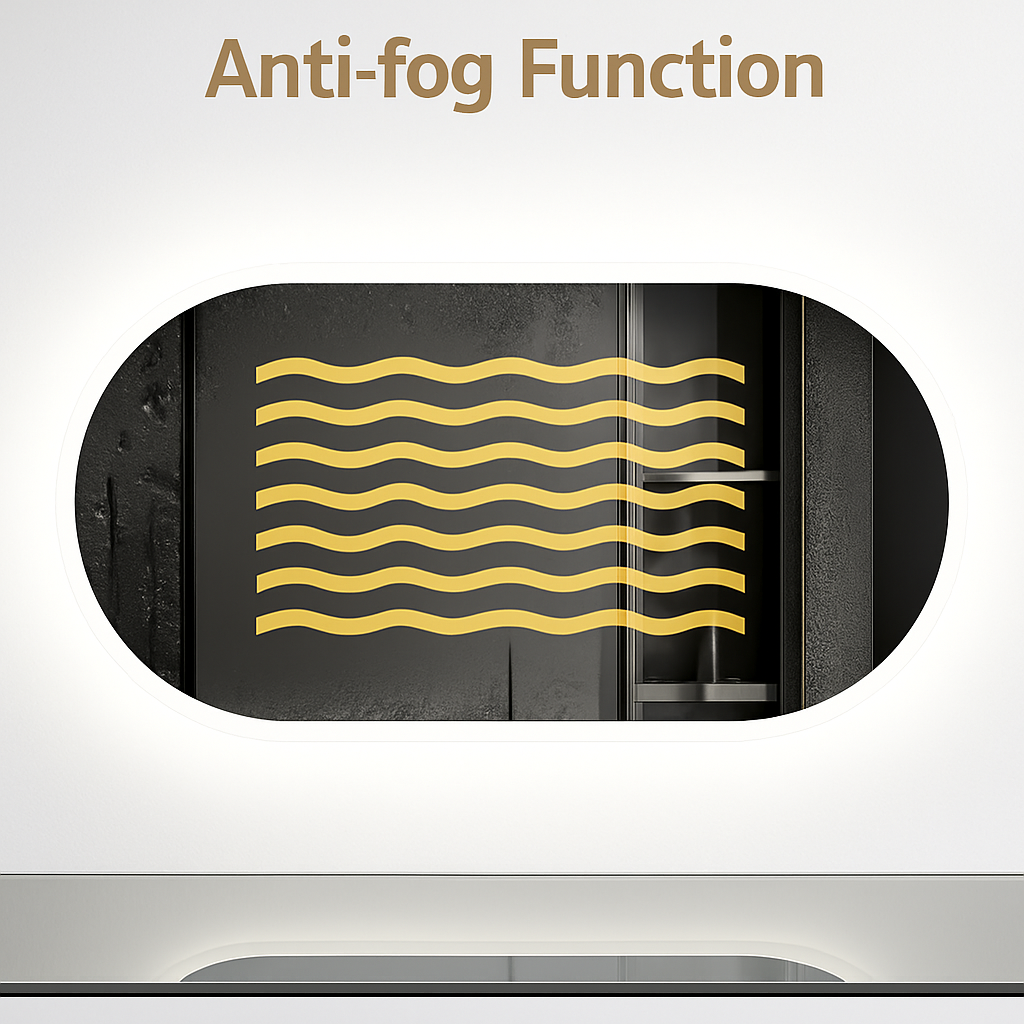 miroir ovale à led intelligent antibuée avec mémoire de lumière - vue 4 sur 7