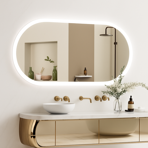 miroir ovale à led intelligent antibuée avec mémoire de lumière
