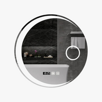 miroir rond avec lumières led cadre en acier noir