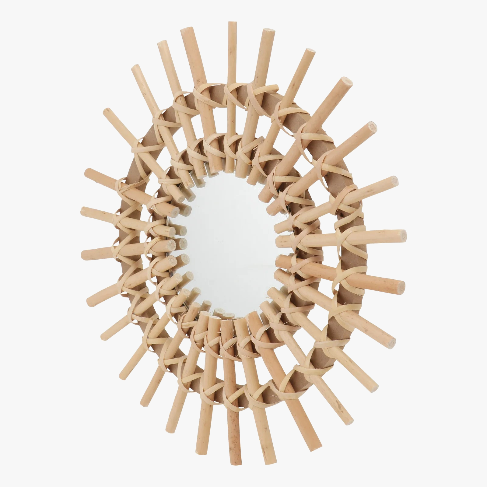miroir suspendu décoratif en rotin pour maison rurale