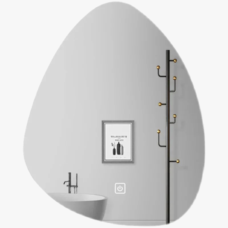 miroir vertical irrégulier avec lumière led et haut-parleur bluetooth