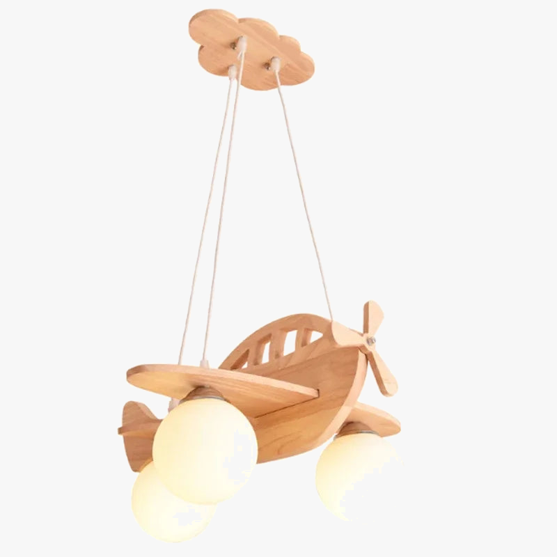 Moderne LED enfants lustres en bois à la main avion suspendus lampes suspendues chambre garçons filles chambre décor lampes à suspension