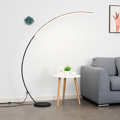 Modern Simple Ledc Shaped Aluminum Floor Lamp, Living Room Next To Sofa, Bedroom, Study, Leisure Fishing Black Floor Lamp