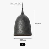 suspension Moderne E27 LED ronde en métal rétro salle à manger Style silencieux fer noir en forme de cloche chambre modèle chambre