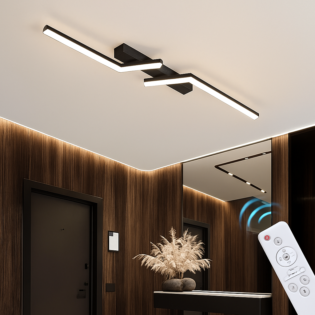 Moderne LED Ligne Plafonnier moderne Salon Salle À Manger Chambre Principale Étude Luminaire Or Noir Plafonniers Éclairage