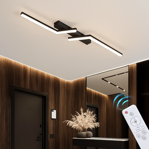 Moderne LED Ligne Plafonnier moderne Salon Salle À Manger Chambre Principale Étude Luminaire Or Noir Plafonniers Éclairage