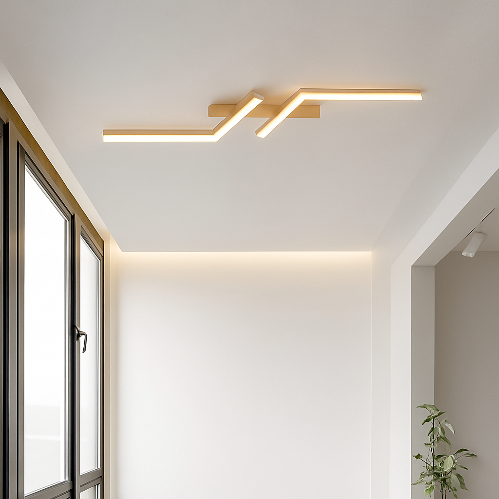 Moderne LED Ligne Plafonnier moderne Salon Salle À Manger Chambre Principale Étude Luminaire Or Noir Plafonniers Éclairage - vue 4 sur 14