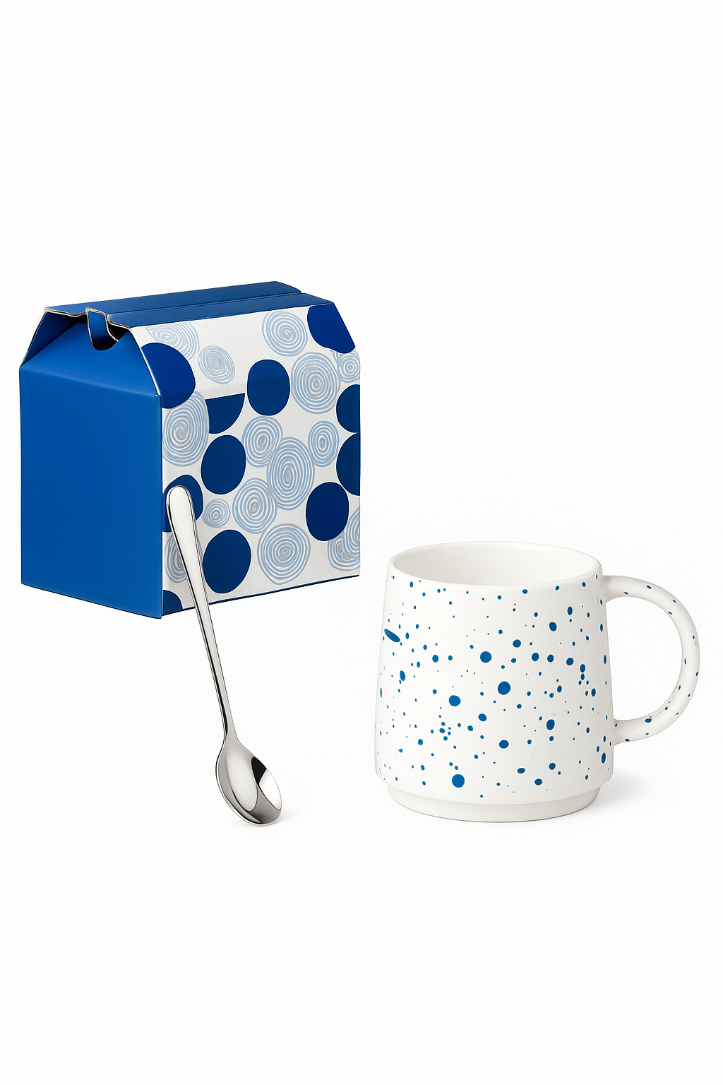 Mug céramique 500 ml avec cuillère motif encre
