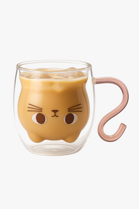 Mug chat double paroi verre 250 ml mignon