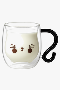 Mug chat double paroi verre isolant 250ml mignon
