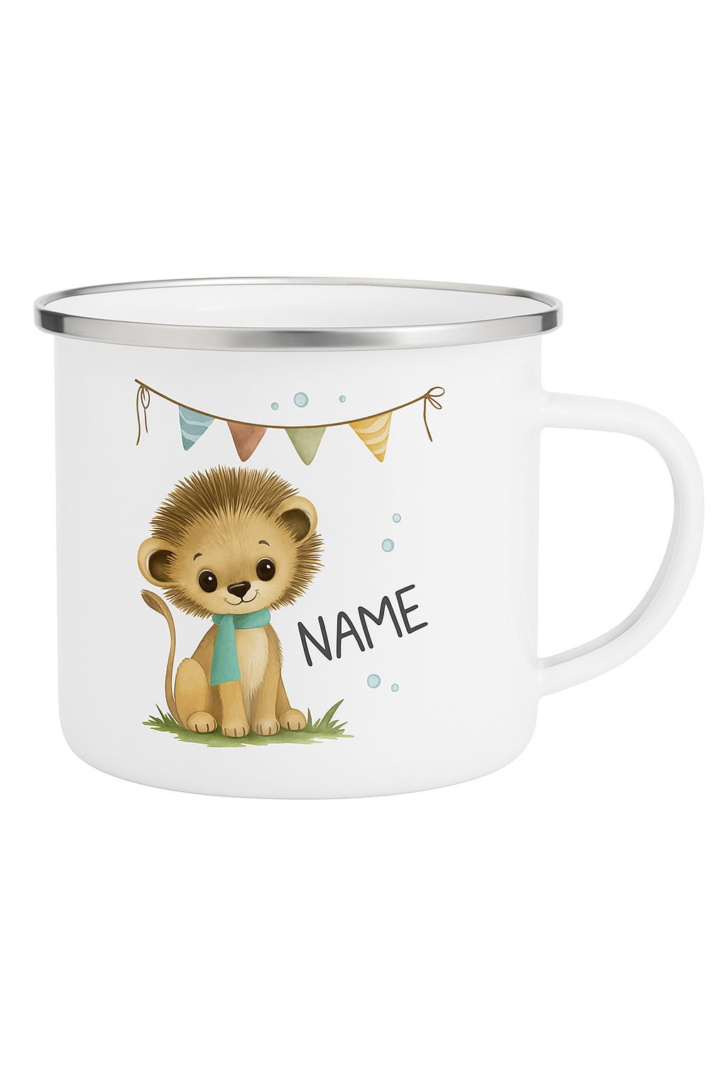 Mug enfant personnalisé animal cartoon émail avec anse