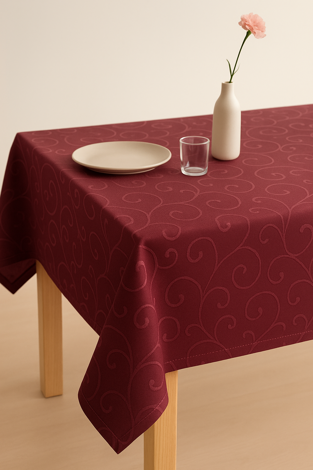 Nappe damassée florale imperméable lavable style moderne
