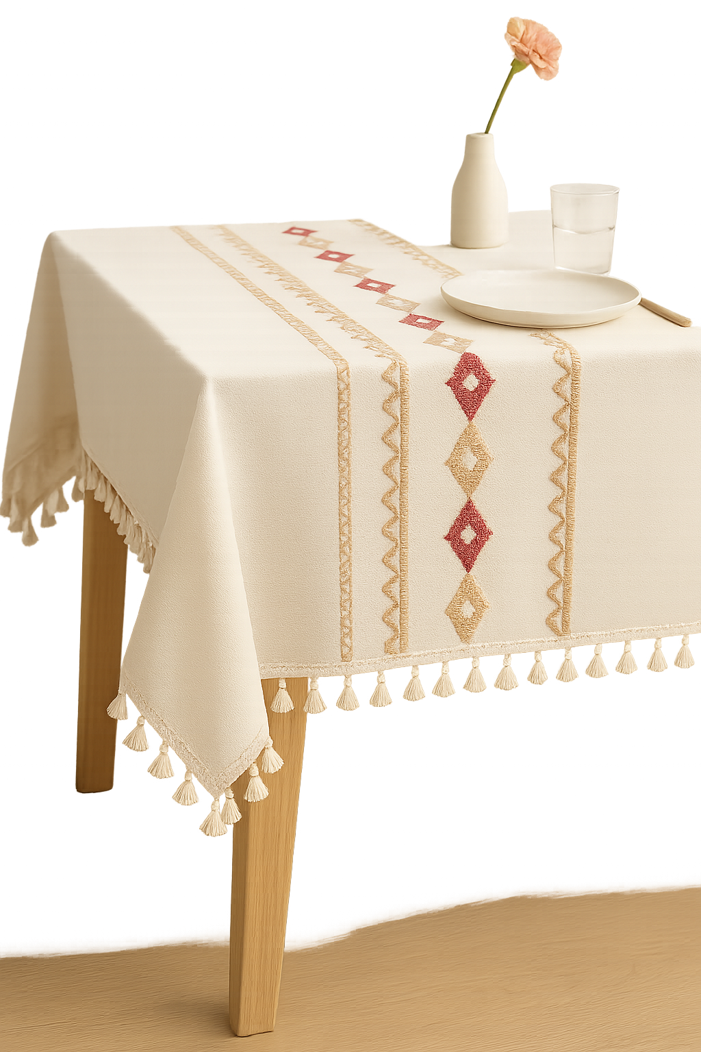 Nappe moderne motif losanges brodés imperméable antitache