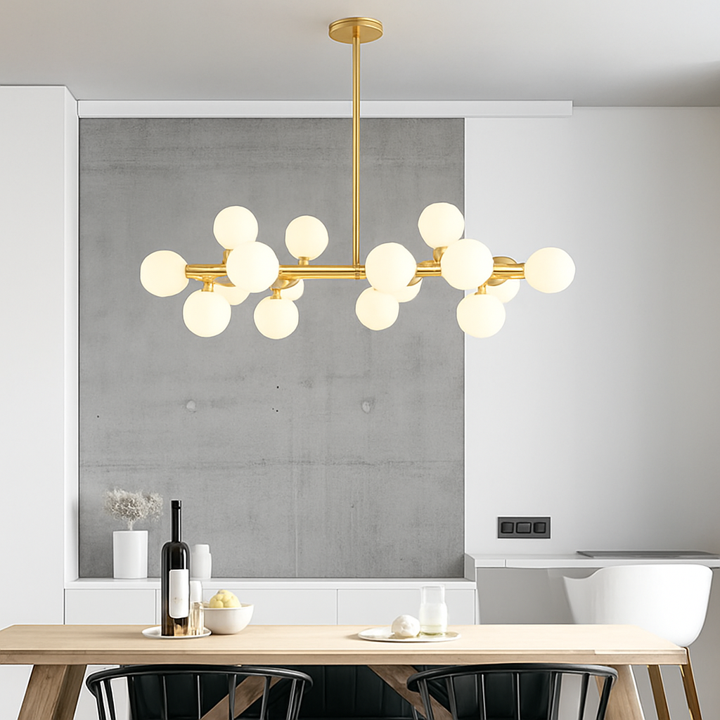 Nordique LED ronde lustre boule de verre or noir suspension lampe restaurant cuisine salon anneau décor à la maison luminaires - vue 5 sur 24
