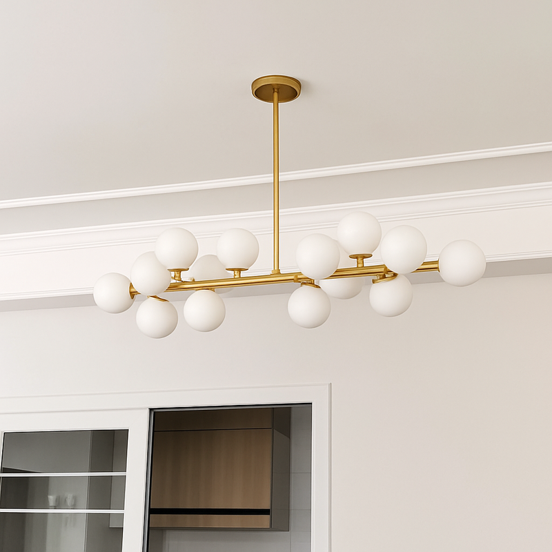 Nordique LED ronde lustre boule de verre or noir suspension lampe restaurant cuisine salon anneau décor à la maison luminaires