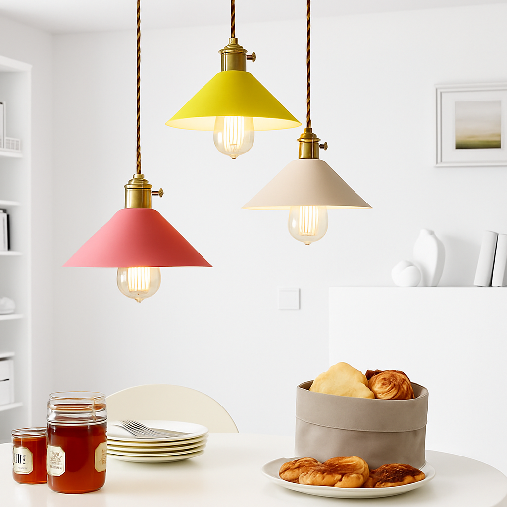 Nordique Macaron Coloré LED suspension Simple en fer forgé luminaria intérieur salon chambre suspension lampe décor à la maison lustre