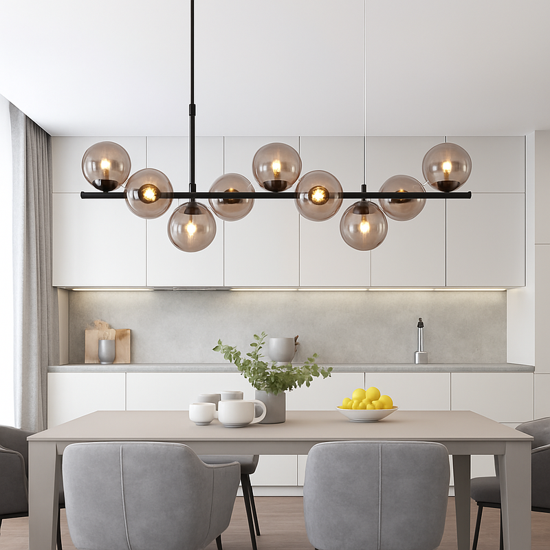 Nordique moderne suspension LED or lumière boule de verre 11 têtes lampe suspendue pour cuisine salon salle à manger Suspension Luminaire Design