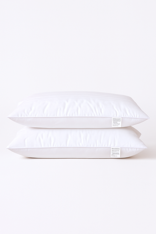 oreiller ignifugé en duvet d'oie avec couette coton