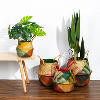 panier de rangement pliable en jonc de mer pour linge jouets et décoration