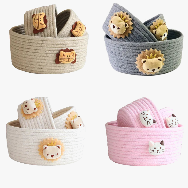panier de rangement tissé animaux pour jouets et objets divers