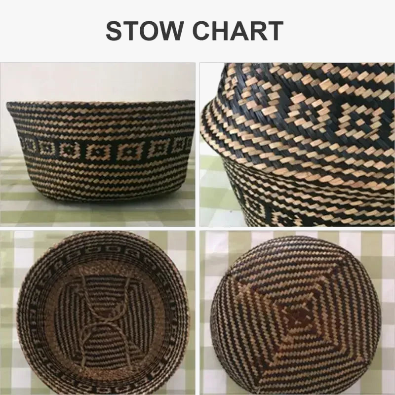 panier pliable en rotin pour rangement et décoration