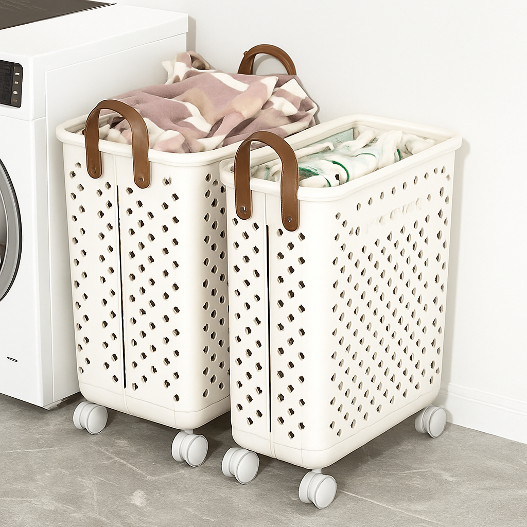 panier pliable multifonctionnel avec roulettes grande capacité rangement pratique - vue 4 sur 14
