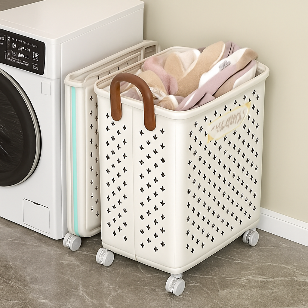 panier pliable multifonctionnel avec roulettes grande capacité rangement pratique - vue 5 sur 14