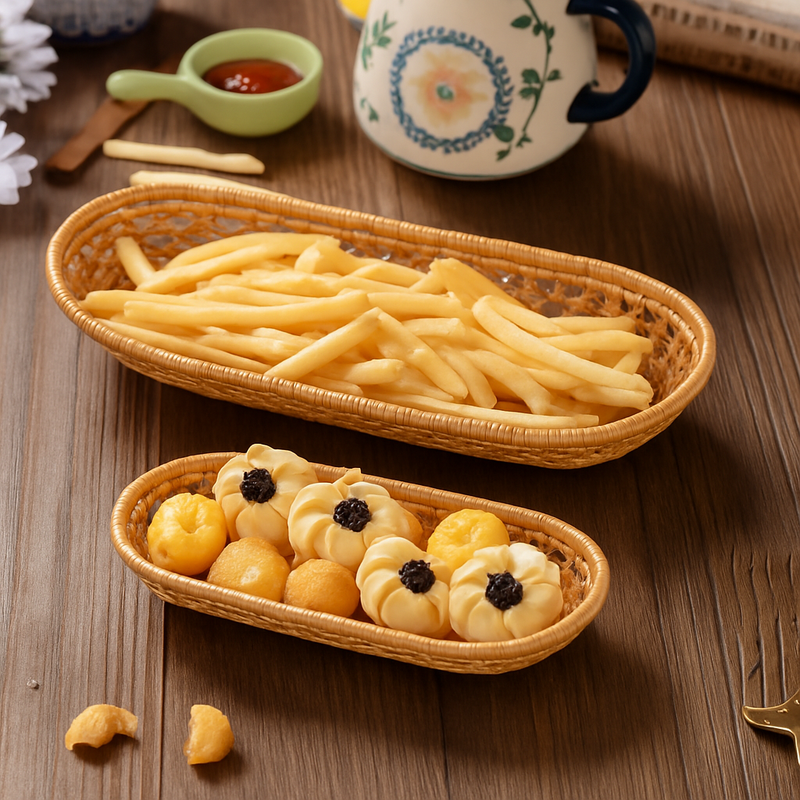 panier tissé à la main pour rangement de pain et fruits