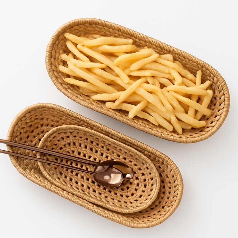 panier tissé à la main pour rangement de pain et fruits