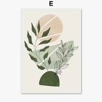 peinture abstraite de plantes vertes style bohème décoration murale