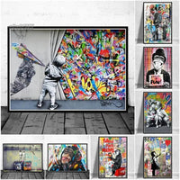 peinture murale abstraite graffiti art singe drôle décoration moderne