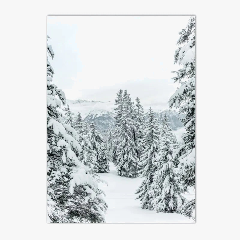 peinture murale toile avec renard hibou cerf en hiver
