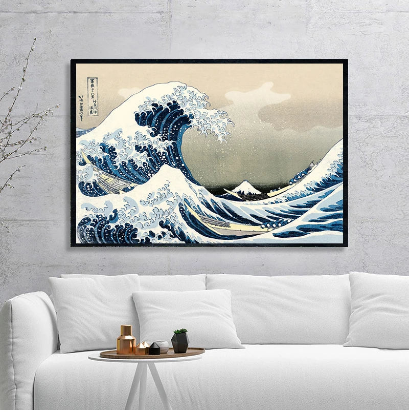 peinture originale de hokusai sur le surf à kanagawa