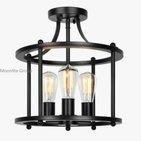 Plafond américain en fer forgé rétro noir industriel trois têtes lustre salle à manger chambre lustre Led plafonnier