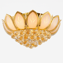Plafonnier antique doré en verre et cristal Lotus Flower