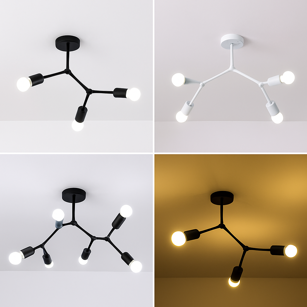 Plafonnier branche de spots style retro Personality - vue 5 sur 5