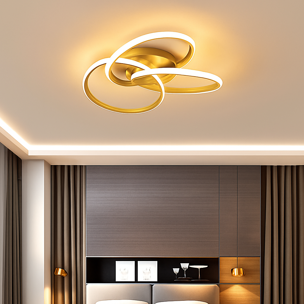 Plafonnier design LED avec plusieurs anneaux en métal Loft - vue 4 sur 10