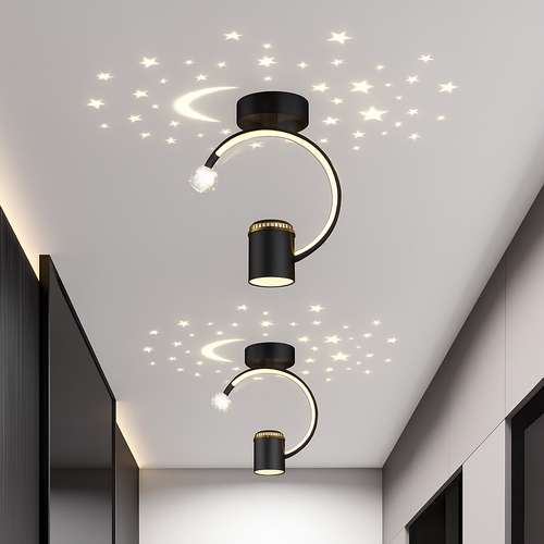 Plafonnier design LED avec projection étoiles - vue 2 sur 14