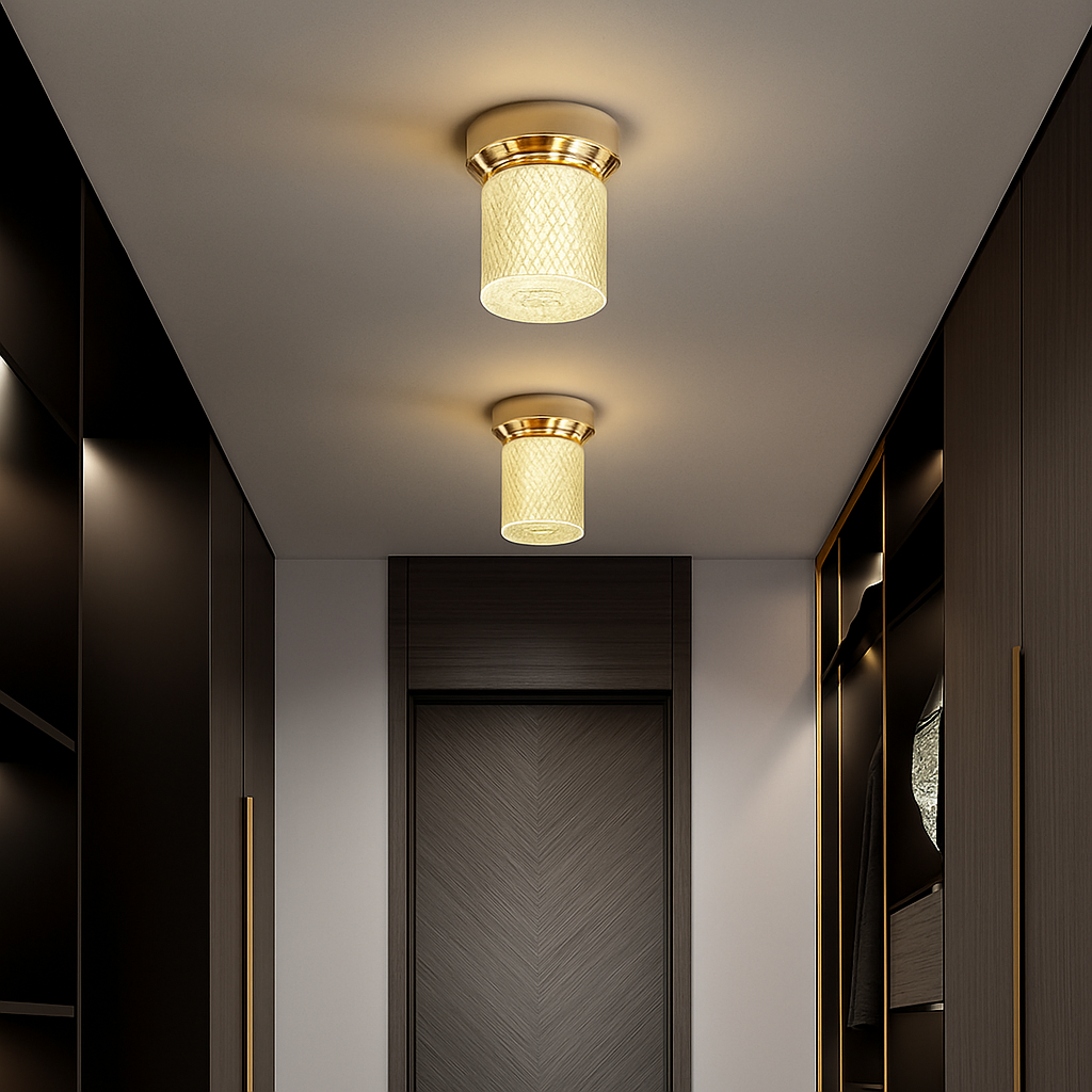 Plafonnier design LED doré en cristal luxury Tourtelle - vue 3 sur 6