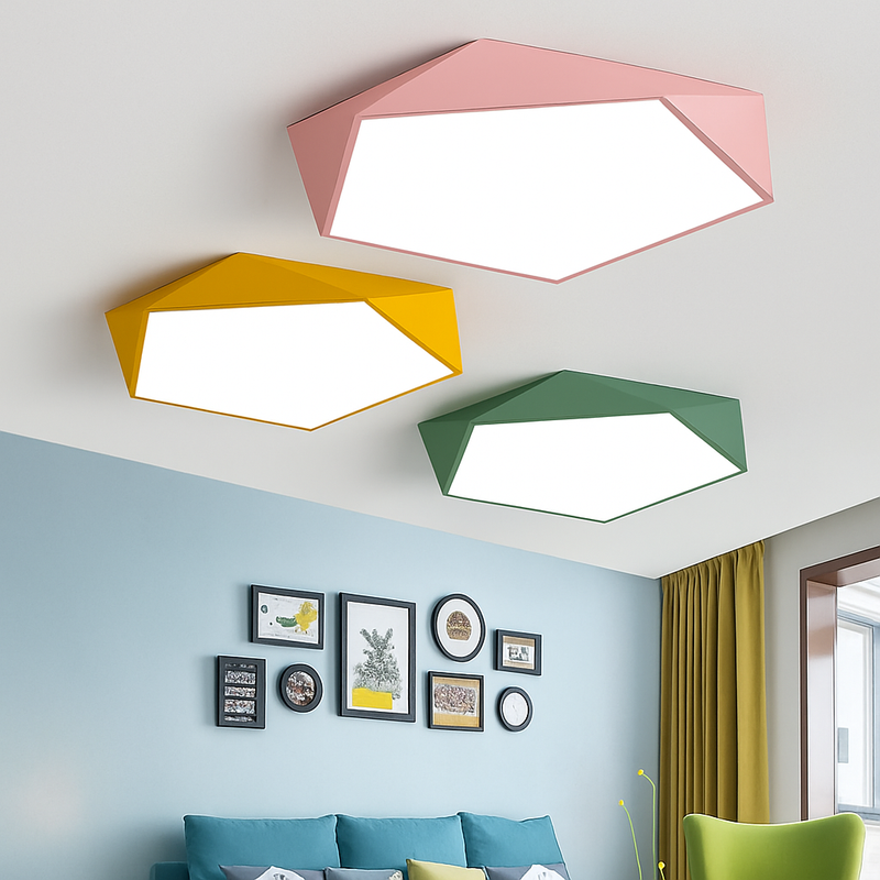 Plafonnier design LED géométrique de couleur