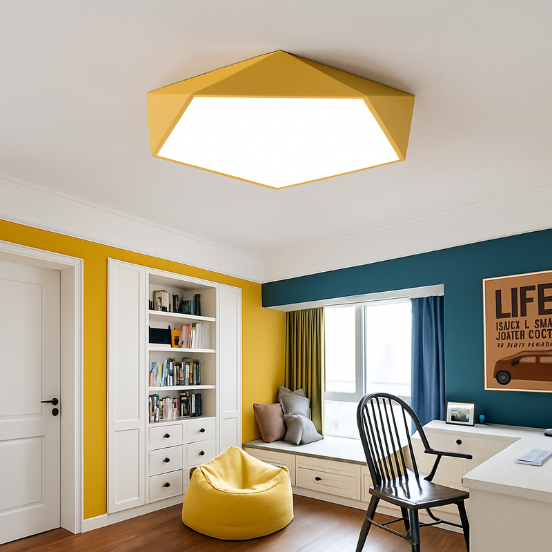 Plafonnier design LED géométrique de couleur
