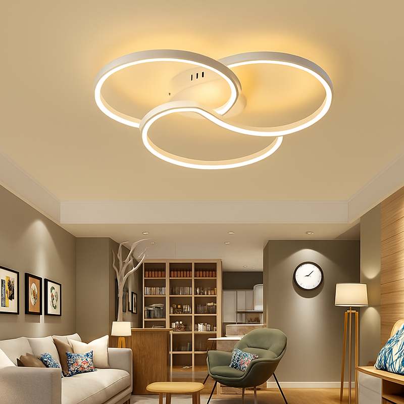 Plafonnier design LED rosace trois cercles Bwart