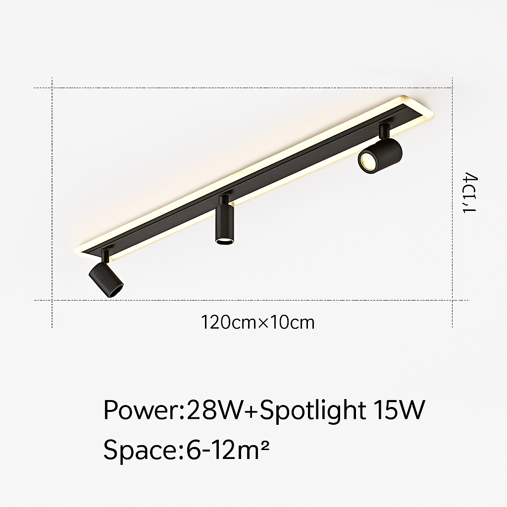Plafonnier design moderne LED en métal noir avec plusieurs spots lumineux - vue 6 sur 6
